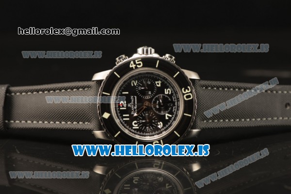 Blancpain Fifty Fathoms Chronograph Valjoux 7750 Automatic Super Luminor Bezel With Black Genuine Leather 5085F 1130 52A(EF) - Click Image to Close