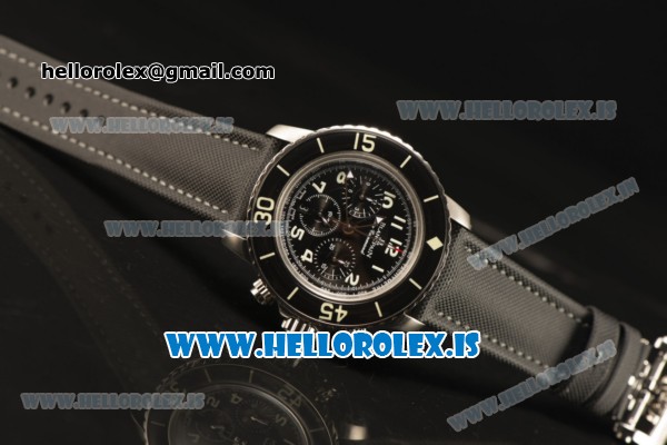 Blancpain Fifty Fathoms Chronograph Valjoux 7750 Automatic Super Luminor Bezel With Black Genuine Leather 5085F 1130 52A(EF) - Click Image to Close