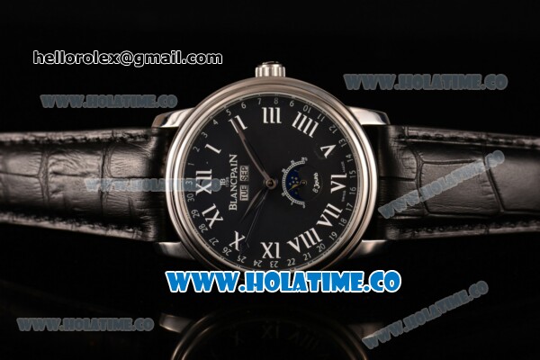 Blancpain ST25 Automatic Steel Case with Black Dial and Black Leather Strap - Click Image to Close