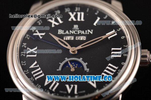 Blancpain ST25 Automatic Steel Case with Black Dial and Black Leather Strap - Click Image to Close
