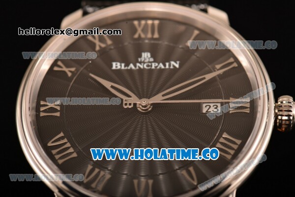 BlancPain Villeret Ultraplate Remontage Automatique Miyota 9015 Automatic Steel Case with Black Dial and Roman Numeral Markers - Click Image to Close