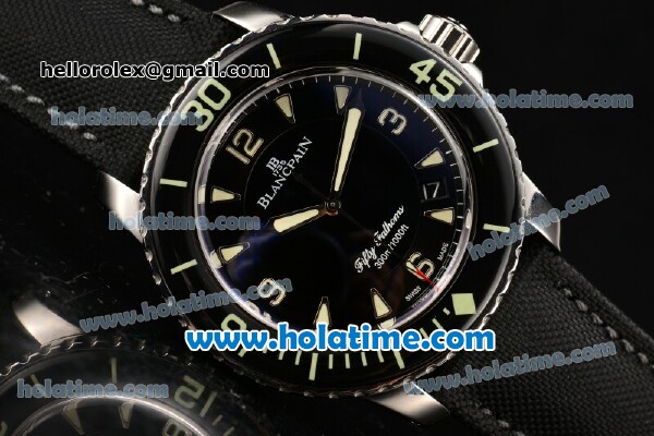 Blancpain Fifty Fathoms Swiss ETA 2836 Automatic Steel Case with Black Dial and Stick/Arabic Numeral Markers - 1:1 Original (ZF) - Click Image to Close