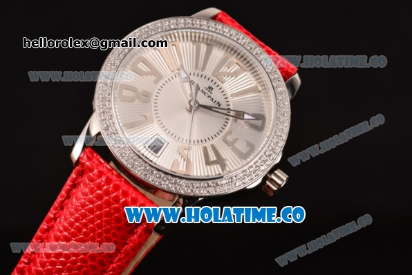 Blancpain Women Ladybird Ultraplate Miyota 9015 Automatic Steel Case with Diamonds Bezel and Silver Dial (G5) - Click Image to Close