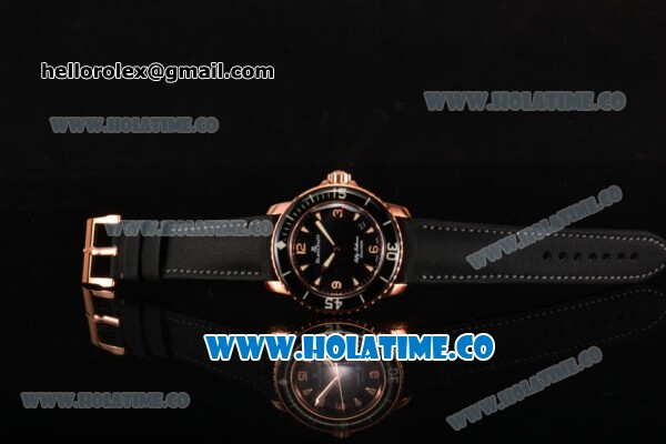 BlancPain Fifty Fathoms Swiss ETA 2836 Automatic Rose Gold Case with Black Dial and Stick/Arabic Numeral Markers (NOOB) - Click Image to Close