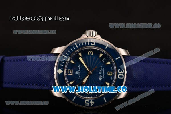 BlancPain Fifty Fathoms Swiss ETA 2836 Automatic Steel Case with Blue Dial and Stick/Arabic Numeral Markers (NOOB) - Click Image to Close