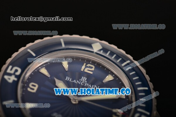 BlancPain Fifty Fathoms Swiss ETA 2836 Automatic Steel Case with Blue Dial and Stick/Arabic Numeral Markers (NOOB) - Click Image to Close