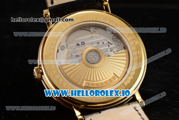 Breguet Classique Japanese Miyota 9015 Automatic Movement Yellow Gold White Dial and Roman Numeral Markers Leather Strap (FF) - Click Image to Close