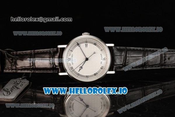Breguet Classique Japanese Miyota 9015 Automatic Movement Steel White Dial and Roman Numeral Markers Leather Strap (FF) - Click Image to Close