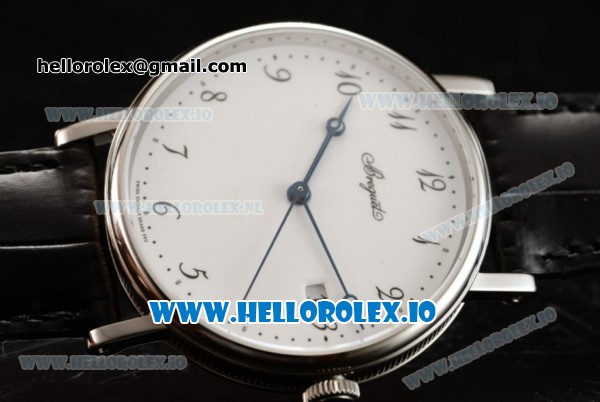 Breguet Classique Japanese Miyota 9015 Automatic Movement Steel White Dial and Arabic Numeral Markers Leather Strap (FF) - Click Image to Close