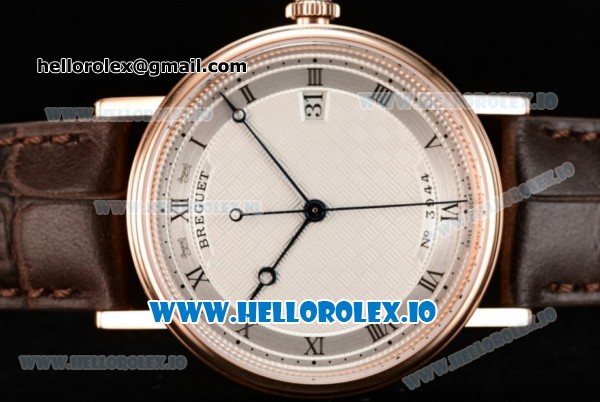 Breguet Classique Japanese Miyota 9015 Automatic Movement Rose Gold White Dial and Roman Numeral Markers Leather Strap (FF) - Click Image to Close