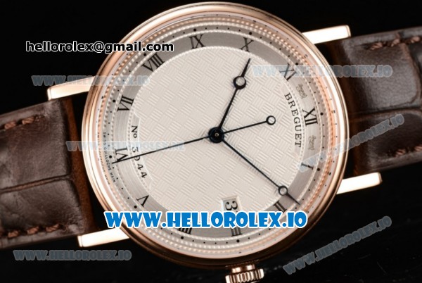 Breguet Classique Japanese Miyota 9015 Automatic Movement Rose Gold White Dial and Roman Numeral Markers Leather Strap (FF) - Click Image to Close