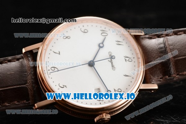 Breguet Classique Japanese Miyota 9015 Automatic Movement Rose Gold White Dial and Arabic Numeral Markers Leather Strap (FF) - Click Image to Close