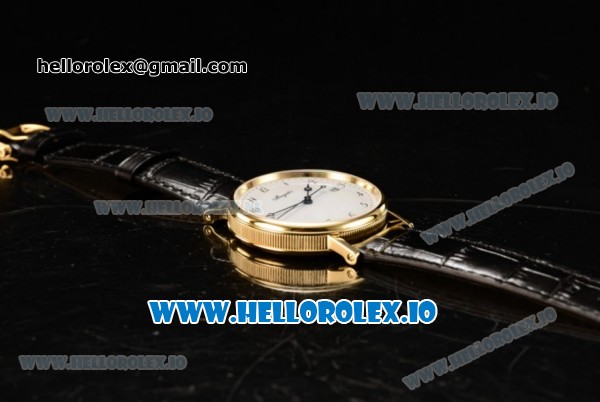 Breguet Classique Japanese Miyota 9015 Automatic Movement Yellow Gold White Dial and Arabic Numeral Markers Leather Strap (FF) - Click Image to Close