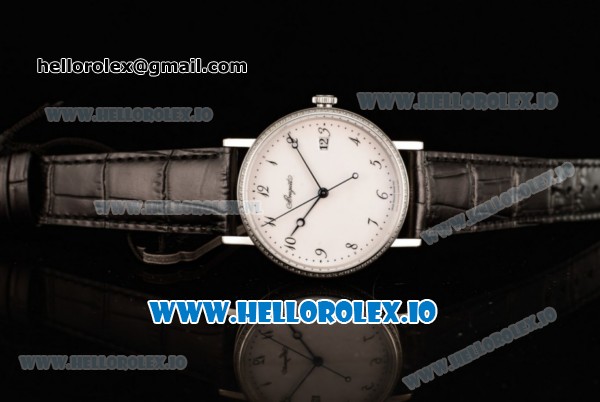 Breguet Classique Japanese Miyota 9015 Automatic Movement Steel White Dial and Arabic Numeral Markers Leather Strap (FF) - Click Image to Close