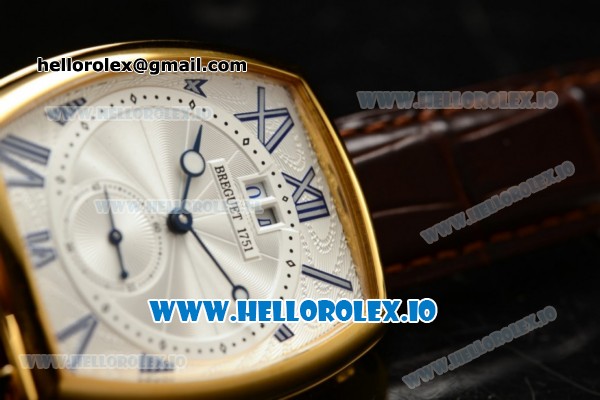 Breguet Heritage Asia Automatic Yellow Gold Case White Dial With Roman Numeral Markers Brown Leather Strap - Click Image to Close