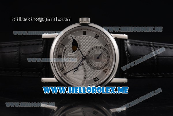 Breguet Classique Power Reserve Sea-Gull ST2153 Automatic Steel Case with Silver Dial and Black Leather Strap Roman Numeral Markers - Click Image to Close