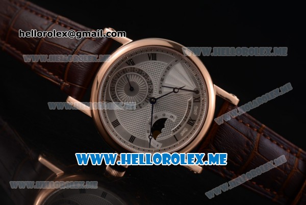 Breguet Classique Power Reserve Sea-Gull ST2153 Automatic Rose Gold Case with Silver Dial and Brown Leather Strap Roman Numeral Markers - Click Image to Close