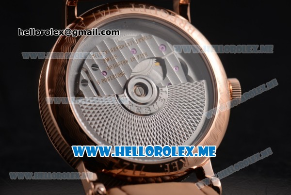 Breguet Classique Power Reserve Sea-Gull ST2153 Automatic Rose Gold Case with Silver Dial and Brown Leather Strap Roman Numeral Markers - Click Image to Close