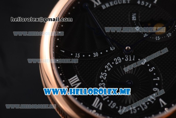 Breguet Classique Power Reserve Sea-Gull ST2153 Automatic Rose Gold Case with Black Dial and Black Leather Strap Roman Numeral Markers - Click Image to Close