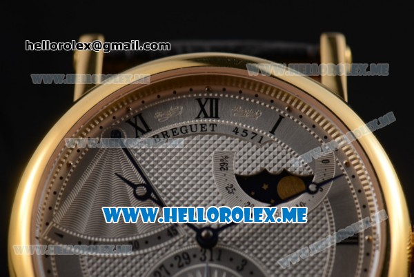 Breguet Classique Power Reserve Sea-Gull ST2153 Automatic Yellow Gold Case with Silver Dial and Black Leather Strap Roman Numeral Markers - Click Image to Close