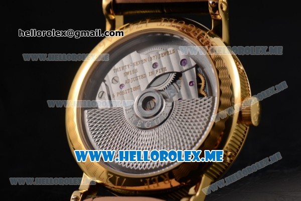 Breguet Classique Power Reserve Sea-Gull ST2153 Automatic Yellow Gold Case with Black Dial and Black Leather Strap Roman Numeral Markers - Click Image to Close