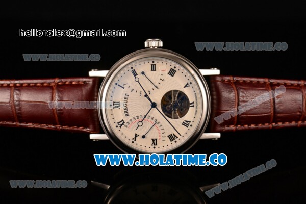 Breguet Classique Tourbillon Asia ST28 Automatic Steel Case with Brown Leather Strap and White Dial - Click Image to Close