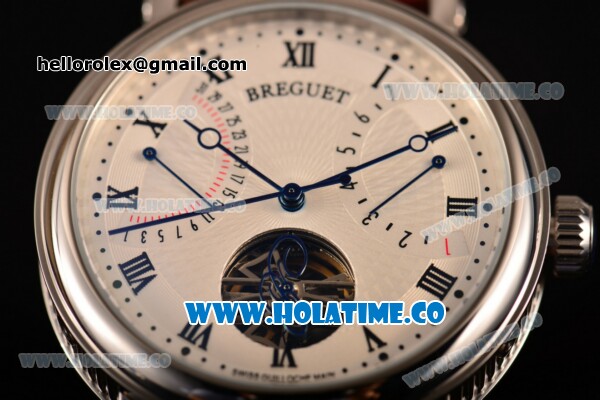 Breguet Classique Tourbillon Asia ST28 Automatic Steel Case with Brown Leather Strap and White Dial - Click Image to Close