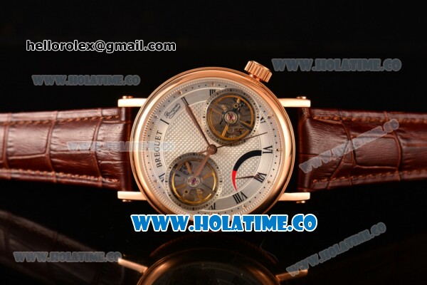 Breguet Classique Complications Asia Automatic Rose Gold Case with Silver Dial and Brown Leather Strap - Click Image to Close