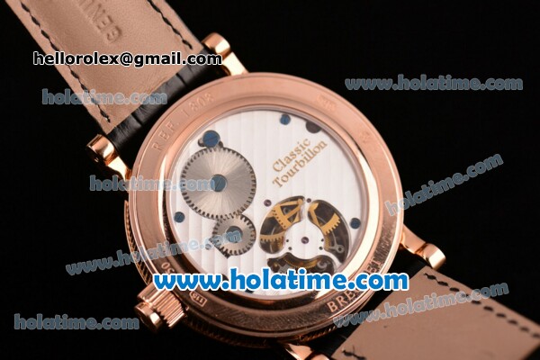 Breguet Classique Complications Tourbillon Messidor Swiss Tourbillon Manual Winding Rose Gold/Diamond Case with Black Leather Bracelet and White Markers -1:1 (FT) - Click Image to Close