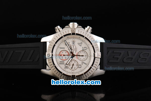 Breitling Avenger Swiss Valjoux 7750 Automatic Movement Steel Case with White Dial and Grey Numeral Markers-Small Calendar - Click Image to Close