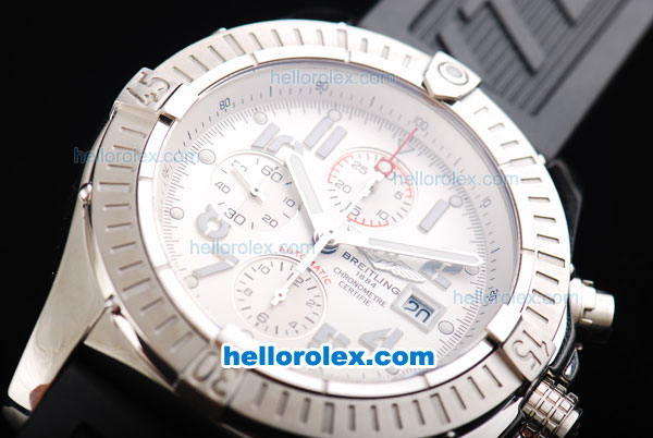 Breitling Avenger Swiss Valjoux 7750 Automatic Movement Steel Case with White Dial and Grey Numeral Markers-Small Calendar - Click Image to Close