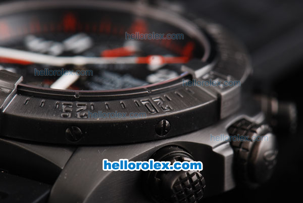 Breitling Avenger Chronograph Swiss Valjoux 7750 Automatic Movement PVD Case with Black Dial and White Number Markers-Black Rubber Strap - Click Image to Close