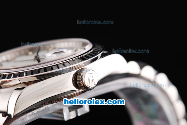 Rolex Datejust Oyster Perpetual Automatic Movement ETA Case with Black Ruby Bezel-White Dial and Diamond Markers - Click Image to Close