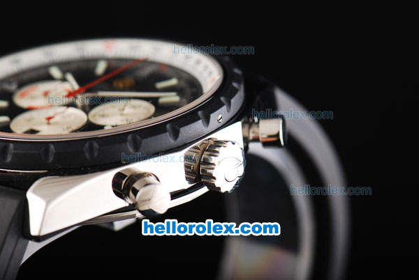 Breitling Chronomatic New Molel Swiss Valjoux 7750 Automatic Movement Black Bezel with Black Dial and Silver Stick Markers - Click Image to Close