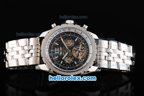 Breitling for Bentley Tourbillon Automatic White Case with Black Dial and SS Strap - Click Image to Close