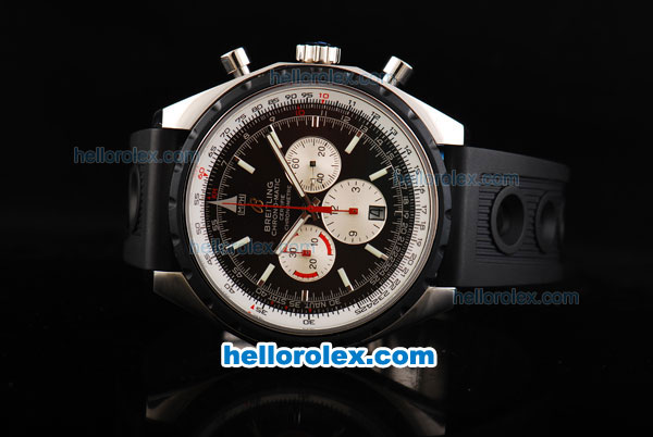 Breitling Chronomatic Swiss Valjoux 7750 Automatic Movement Steel Case with Black Bezel-Stick Markers and Brown Dial - Click Image to Close