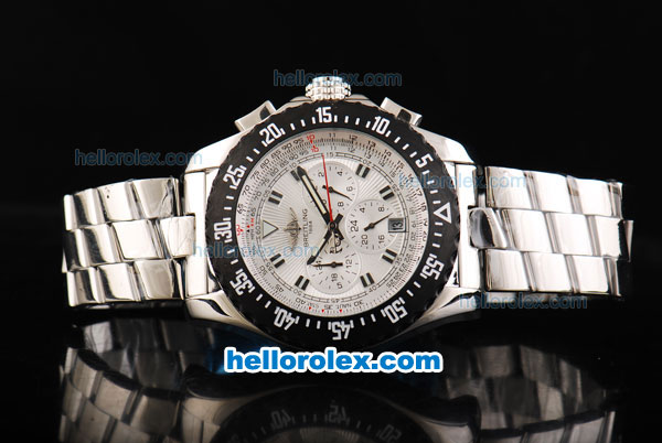 Breitling Skyracer Automatic Movement PVD Bezel with White Dial-Full Steel - Click Image to Close