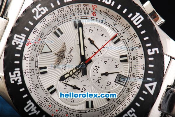 Breitling Skyracer Automatic Movement PVD Bezel with White Dial-Full Steel - Click Image to Close