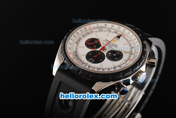 Breitling Chronomatic New Molel Swiss Valjoux 7750 Automatic Movement Black Bezel with White Dial and Green Stick Markers - Click Image to Close