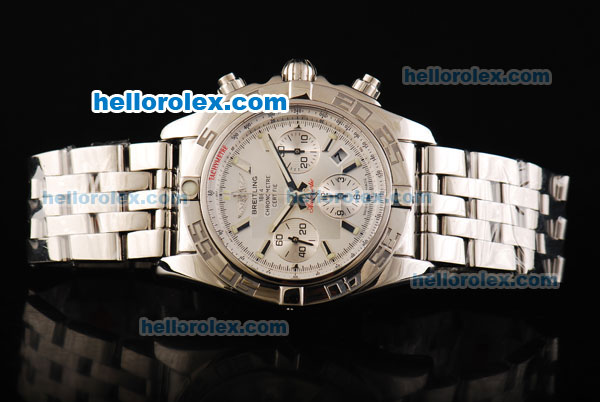 Breitling Chronomat B01 Swiss Valjoux 7750 Automatic Movement Full Steel with White Dial and Silver Stick Markers - Click Image to Close