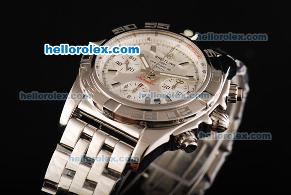 Breitling Chronomat B01 Swiss Valjoux 7750 Automatic Movement Full Steel with White Dial and Silver Stick Markers - Click Image to Close