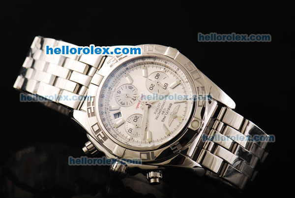Breitling Chronomat B01 Swiss Valjoux 7750 Automatic Movement Full Steel with White Dial and Silver Stick Markers - Click Image to Close