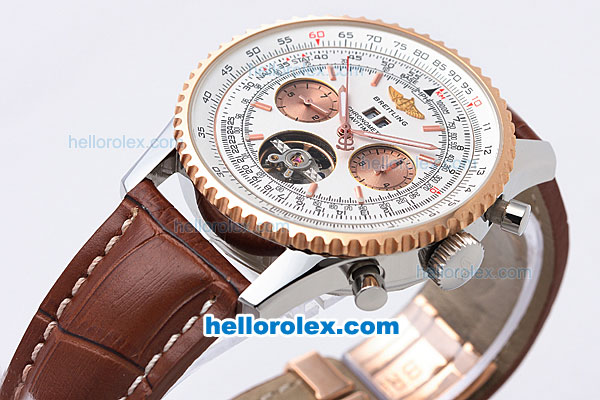 Breitling Navitimer Automatic Tourbillon with White Dial and Rose Gold Bezel-Bidirectional Slide Rule - Click Image to Close