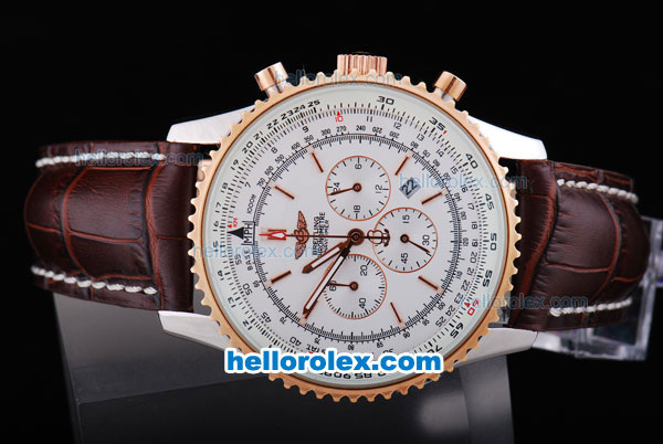 Breitling Navitimer Quartz Working Chronograph Movement with White Dial - Click Image to Close
