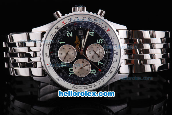 Breitling Navitimer Automatic Movement with Black Dial and Green Numeral Marker-SS Strap - Click Image to Close