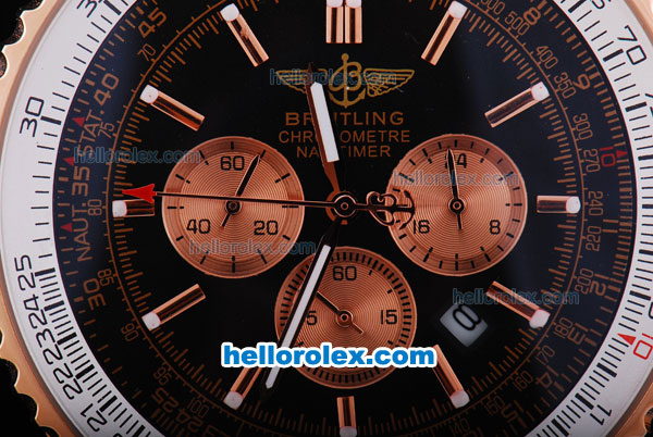 Breitling Navitimer Chronograp Quartz Working Chronograph Movement with Brown Dial - Click Image to Close