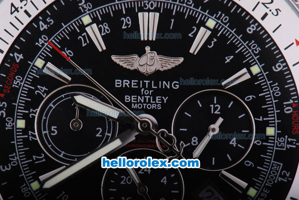 Breitling Bentley Automatic Movement Black Leather Band with Stainless Steel Case and Black Dial - Click Image to Close