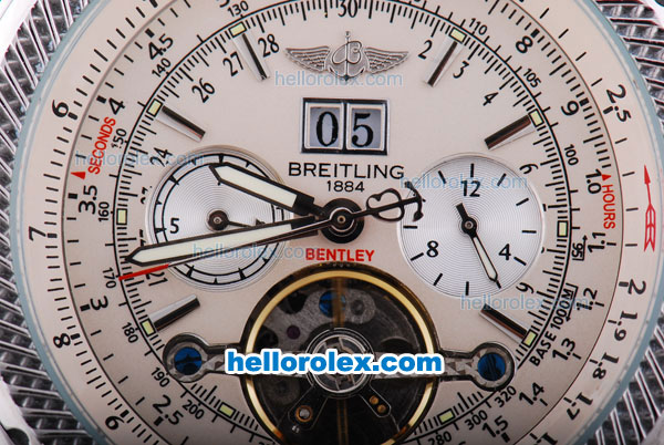 Breitling Bentley Tourbillon Automatic Silver Case with beige Dial and SS Strap - Click Image to Close