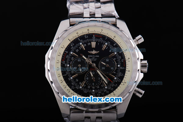 Breitling for Bentley Motors T Automatic SS Strap with Black Dial and Silver Case - Click Image to Close