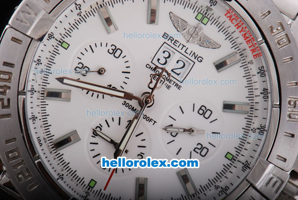 Breitling BlackBird Working Chronograph 7750 Automatic Movement with White Dial - Click Image to Close